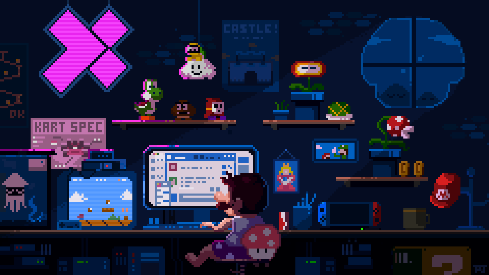 Developer at desk illustration